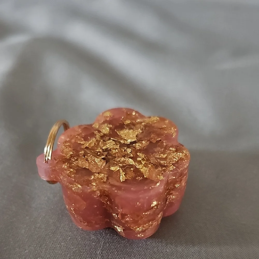 Pink and Gold Paw Keychain Charm